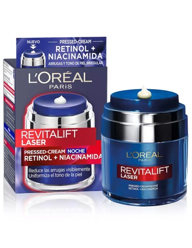 L'Oréal Paris REVITALIFT LASER pressed cream noche con retinol + niacinamida