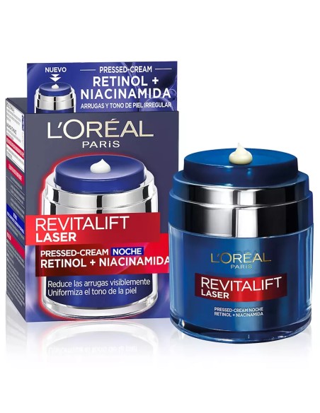 L'Oréal Paris REVITALIFT LASER pressed cream noche con retinol + niacinamida