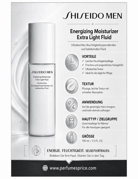 Shiseido Men Energizing Moisturizer Extra Light Fluid 100 ml